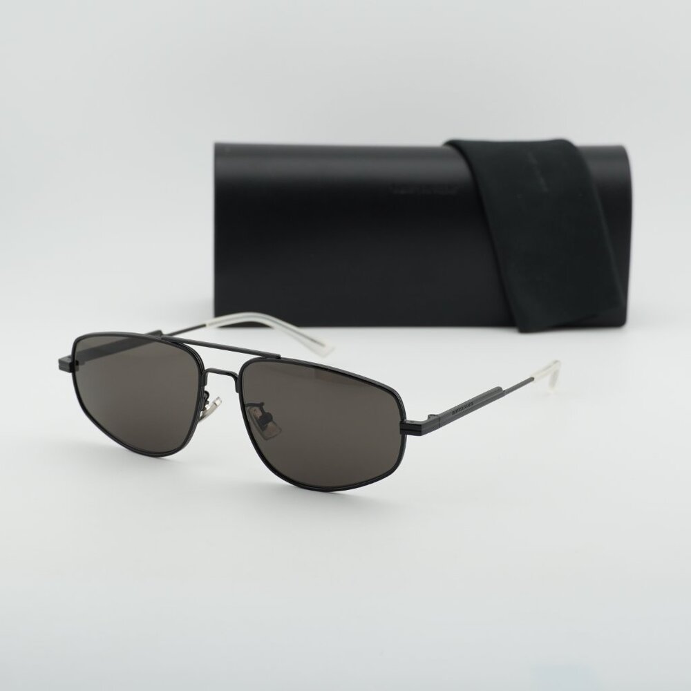 Bottega Veneta BV1125S 001 Aviator Sunglasses - Black/Grey